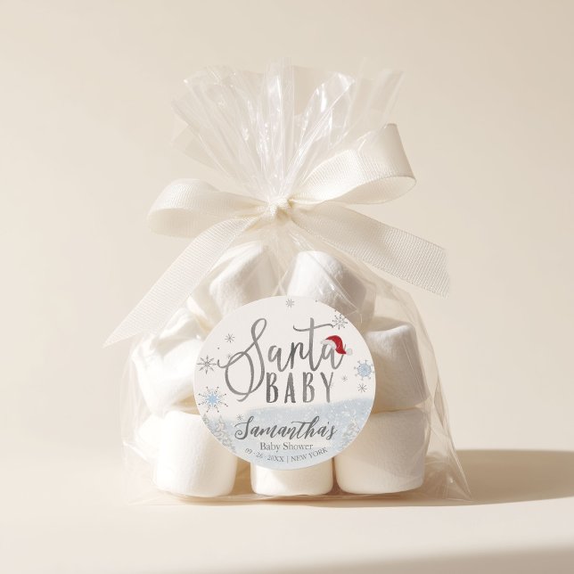 Adesivo Redondo Papais noeis Chá de fraldas de inverno de Natal (Criador carregado)