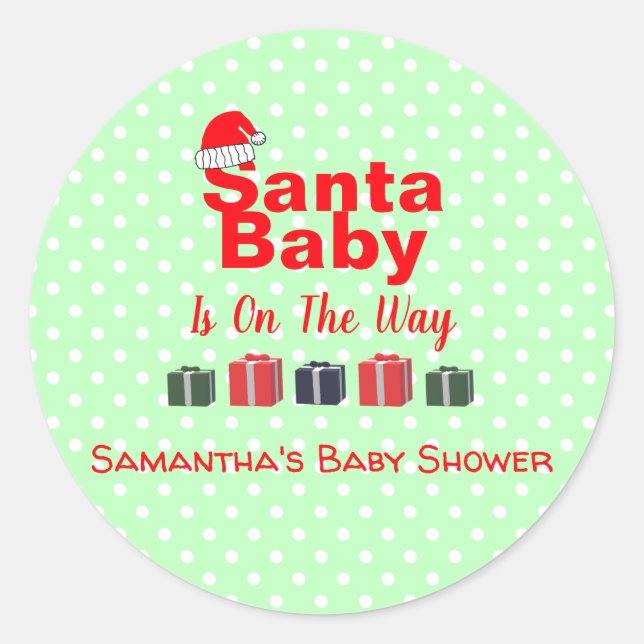 Adesivo Redondo Papais noeis Chá de fraldas de Natal (Frente)