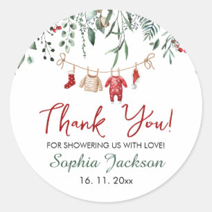 Adesivo Redondo Papais noeis Chá de fraldas Natal Roupas de bebê i