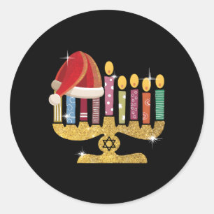 Adesivo Redondo Papais noeis Chrismukkah Hannukah