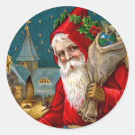 Adesivo Redondo Papais noeis clássicos e Natal de veado