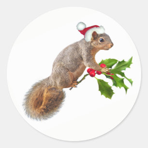Adesivo Redondo Papais noeis com a Holly Christmas Stickers