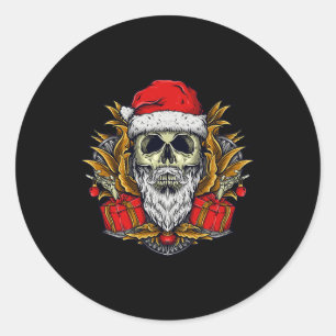 Adesivo Redondo Papais noeis com capa de natal crânio Pajama Legal