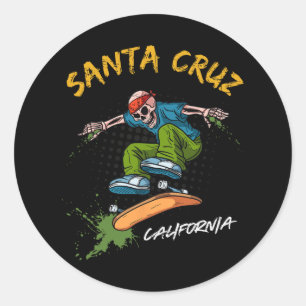 Adesivo Redondo Papais noeis-cruz Skeleton Skateboard Beach Funny