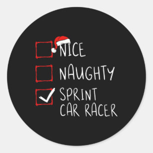 Adesivo Redondo Papais noeis da Lista de Natal de Sprint Car Racer