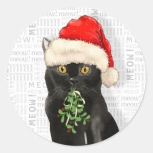 Adesivo Redondo Papais noeis de Aquarela de Gato Preto