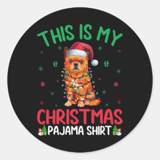 Adesivo Redondo Papais noeis de Árvores do Xmas Bruxelas Griffon D