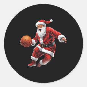 Adesivo Redondo Papais noeis de basquete Slam Dunk Ugly Natal