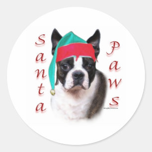 Adesivo Redondo Papais noeis de Boston Terrier
