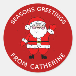 Adesivo Redondo Papais noeis de Cartoon Bonitos Natal Vermelho