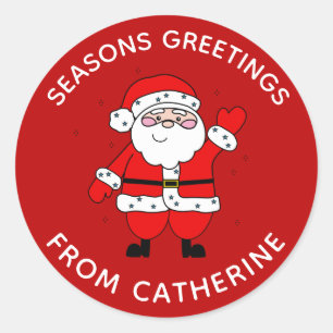Adesivo Redondo Papais noeis de Cartoon Bonitos Natal Vermelho