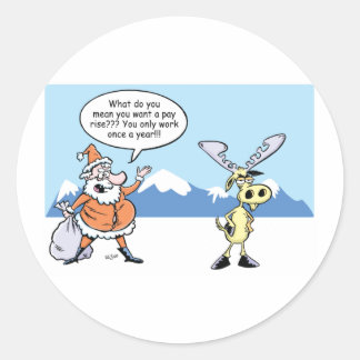 Adesivo Redondo Papais noeis de Cartoon de Natal e Reindeer em Gre