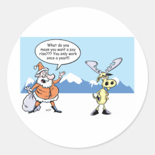 Adesivo Redondo Papais noeis de Cartoon de Natal e Reindeer em Gre