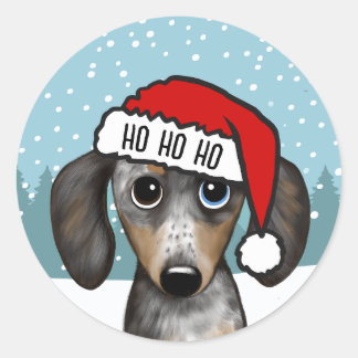 Adesivo Redondo Papais noeis de Dachshund Cachorro de Wiener Cujo