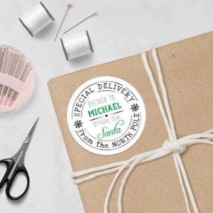 Adesivo Redondo Papais noeis de entrega especial personalizados do