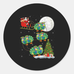 Adesivo Redondo Papais noeis De Ervilha Sleigh Voando Engraçado Na