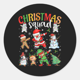 Adesivo Redondo Papais noeis De Esquadrão De Natal Dabbing Elf Fam