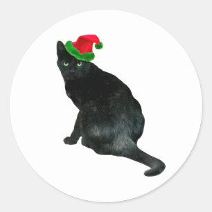 Adesivo Redondo Papais noeis de Gato Preto