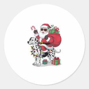 Adesivo Redondo Papais noeis De Iluminação Do Dalmaciano No Natal