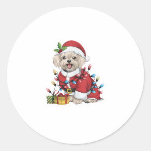 Adesivo Redondo Papais noeis de Iluminação Maltês - Natal