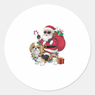 Adesivo Redondo Papais noeis De Iluminação Xmas Andando No Natal D