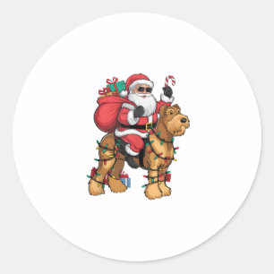 Adesivo Redondo Papais noeis De Iluminação Xmas Que Andam Airedale