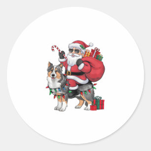 Adesivo Redondo Papais noeis de Iluminação Xmas que Andam na Prate