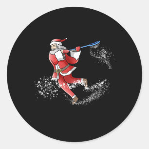 Adesivo Redondo Papais noeis de Lacrosse Natal Legal Lax Sport Ugl