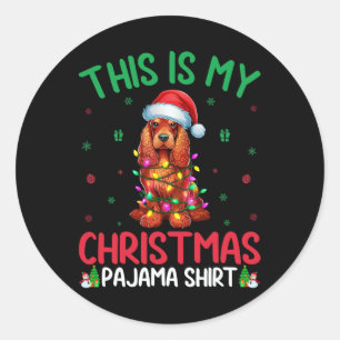 Adesivo Redondo Papais noeis De Luzes De Árvore Do Xmas Er Spaniel