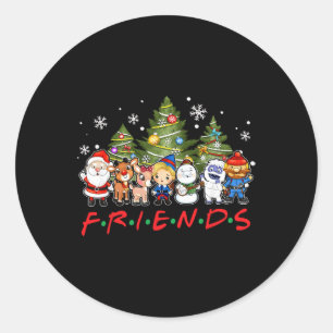 Adesivo Redondo Papais noeis de Natal Amigos Reindeer Snowman Famí