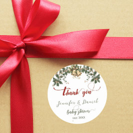 Adesivo Redondo Papais noeis de Natal Baby Winter Red Chá de frald