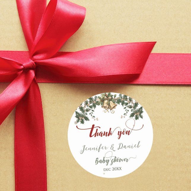 Adesivo Redondo Papais noeis de Natal Baby Winter Red Chá de frald (Criador carregado)