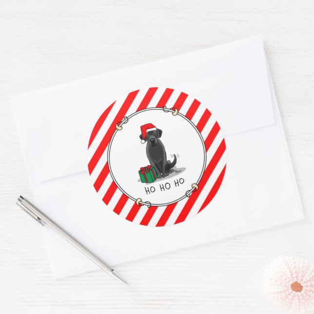Adesivo Redondo Papais noeis de Natal Black Labrador Retriever Cut (Envelope)