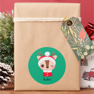 Adesivo Redondo Papais noeis de Natal bonitos Cabeça de Rebelde