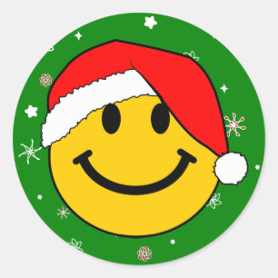 Adesivo Redondo Papais noeis de Natal bonitos Face Feliz
