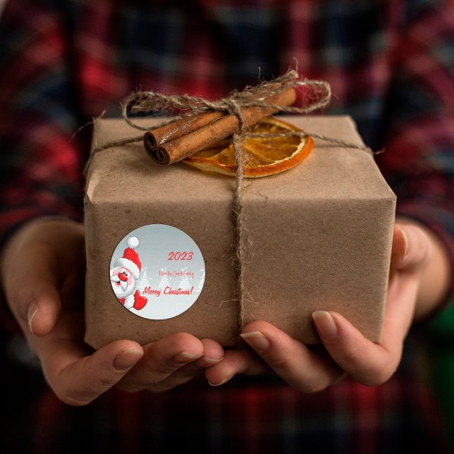 Adesivo Redondo Papais noeis de Natal bonitos nevando (Criador carregado)