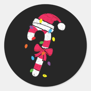 Adesivo Redondo Papais noeis de Natal Candy Cane Xmas Kids Toddler