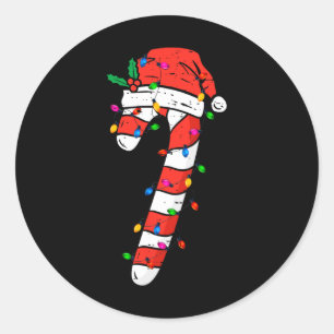 Adesivo Redondo Papais noeis de Natal Candy Cane Xmas Kids Toddler
