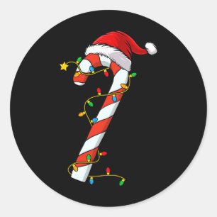 Adesivo Redondo Papais noeis de Natal Candy Cane Xmas Kids Toddler