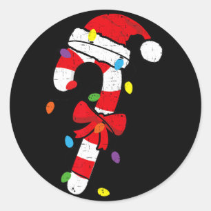 Adesivo Redondo Papais noeis de Natal Candy Cane Xmas Kids Toddler