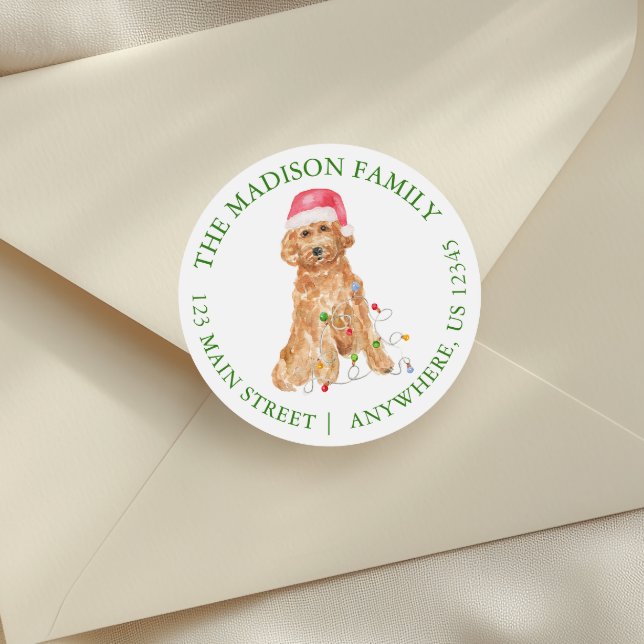 Adesivo Redondo Papais noeis de Natal com Aquarela Endereço de Dev (Criador carregado)