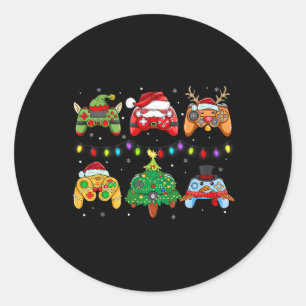 Adesivo Redondo Papais noeis de Natal Controladores de Jogos Elf R