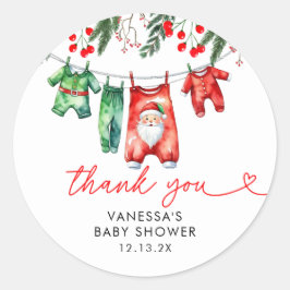 Adesivo Redondo Papais noeis de Natal de inverno Chá de fraldas Ob