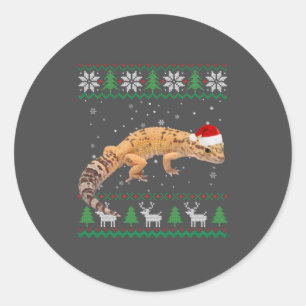 Adesivo Redondo Papais noeis-de-natal de suor feio Leopard Gecko