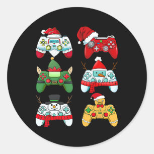 Adesivo Redondo Papais noeis de Natal do Controlador de Jogos Elf 
