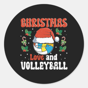Adesivo Redondo Papais noeis De Natal E Voleibol Design De Esporte