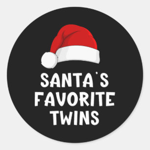 Adesivo Redondo Papais noeis de Natal Favoritos Gêmeos Engraçado P