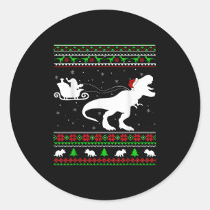 Adesivo Redondo Papais noeis de Natal Feios Esleigh Andando Dinoss