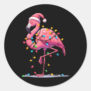 Adesivo Redondo Papais noeis de Natal Flamingo Lover Mulheres Home