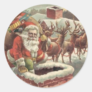 Adesivo Redondo Papais noeis de Natal Reindeer Stickers